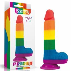 7.5" Silicone Prider Dildo Arcobaleno con testicoli