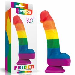 8" Silicone Prider Dildo Arcobaleno con Testicoli e Ventosa
