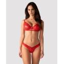 Completo Intimo Sexy Misto Pizzo Rosso e Pelle