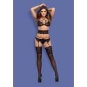 OBSESSIVE Completo Intimo 4 pz Sexy in Pizzo Nero con Fascia