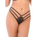 Sexy Perizoma Donna in Pizzo Nero con 3 Righe - Aurora