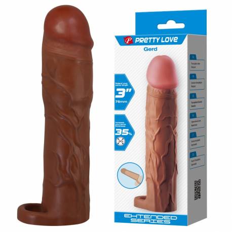 Guaina Fallica Mulatta 20 cm Manicotto Prolunga Pene di 7,5 cm con Anello