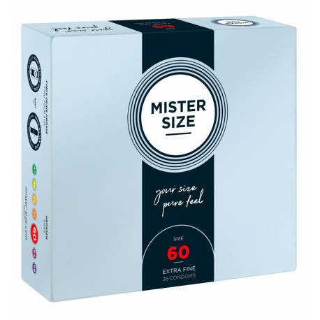 36 Profilattici MISTER SIZE misura 60 mm Preservativi XL Confezione Condom