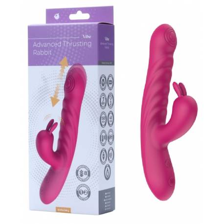 Vibratore Rabbit a Spinta per Vagina e Clitoride, Riscaldante, USB
