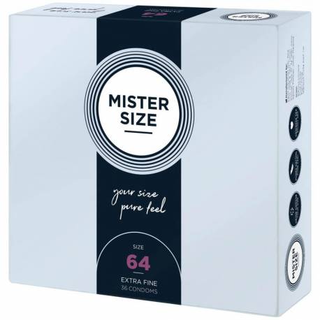 10 Profilattici MISTER SIZE misura 64 mm Preservativi XL Confezione Condom