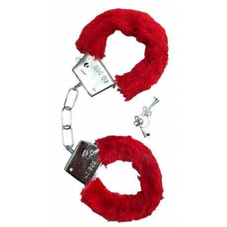 Manette in Metallo con Pelliccia Rossa