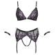 Cottelli Bondage PLUS SIZE Sexy Completo Intimo con Reggicalze, Perizoma Aperto con Catena