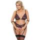 Cottelli Bondage PLUS SIZE Sexy Completo Intimo con Reggicalze, Perizoma Aperto con Catena
