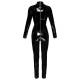 BLACK LEVEL Tuta Intera Catsuit Pelle in Vinile Nero Lucido ad Effetto Latex