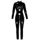 BLACK LEVEL Tuta Intera Catsuit Pelle in Vinile Nero Lucido ad Effetto Latex
