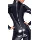 BLACK LEVEL Tuta Intera Catsuit Pelle in Vinile Nero Lucido ad Effetto Latex
