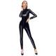 BLACK LEVEL Catsuit Pelle Lucido Tuta Intera in Vinile Nero Effetto Latex