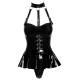 BLACK LEVEL Body con Fibbie in Vinile Lucido eff. Latex