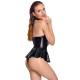 BLACK LEVEL Body con Fibbie in Vinile Lucido eff. Latex