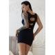 Mini Dress Nero Sexy Tubino Abito con Intagli Nero