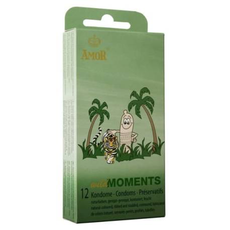 12 Profilattici Stimolanti AMOR WILD Preservativi con Rilievi